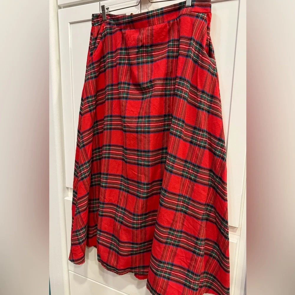Plaid Red Tartan Maxi Full Skirt with pockets no name approx. size XL see meas. - Picture 3 of 10